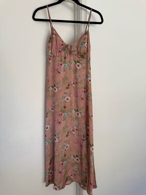 Women’s EASTNWEST Floral Slip Midi Dress in Dusty Pink - Elegant Spaghetti Strap